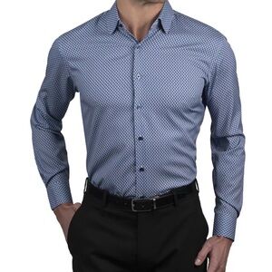 NWT. In box. Nautica Slim Fit Navy Sailboat Print Dress Shirt M 15–15.5 32/33